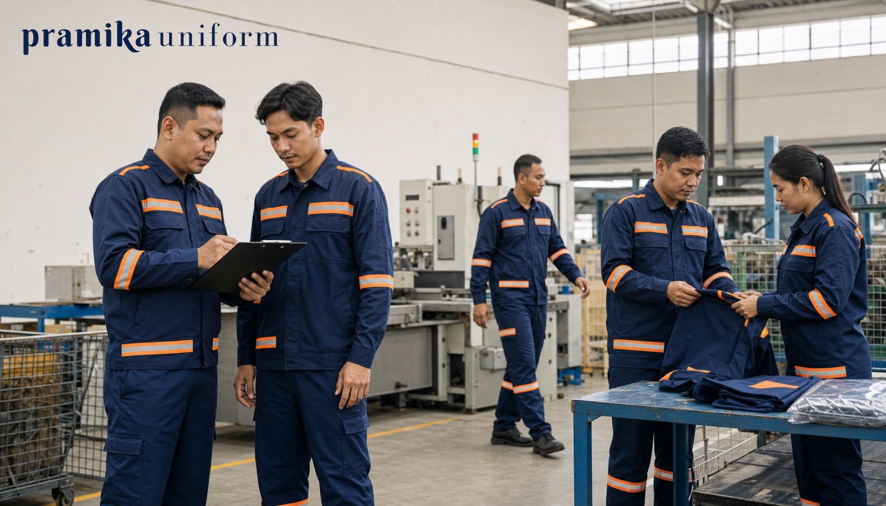 Tim pekerja industri Indonesia memakai wearpack seragam di fasilitas produksi
