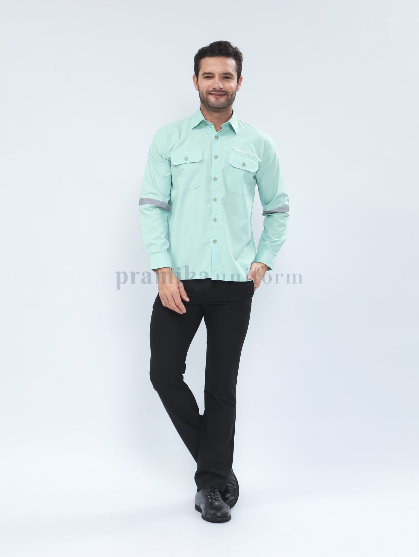 Kemeja PDL hijau mint reflektif