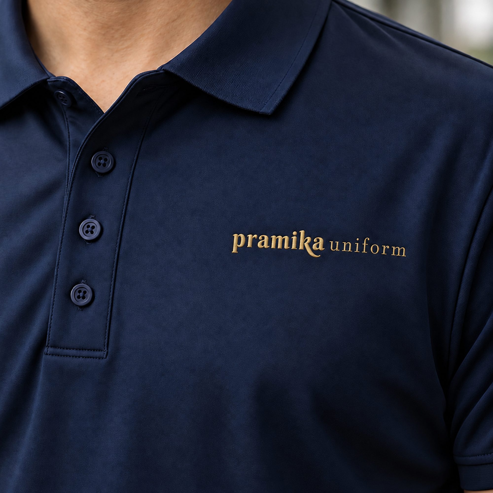 Detail bordir logo pada dada polo ice silk