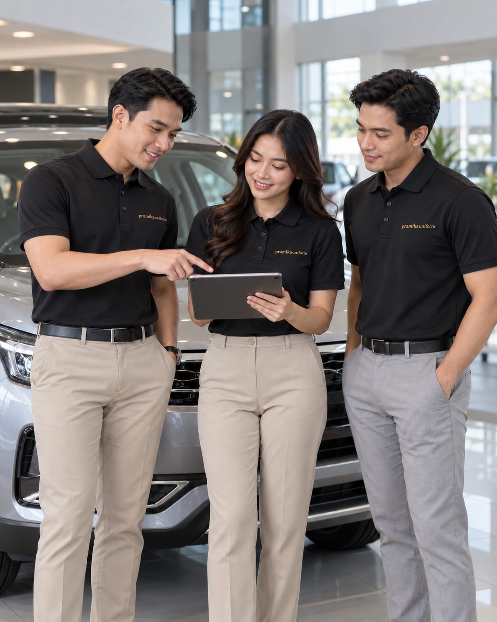 Showroom dan dealer memakai seragam polo ice silk