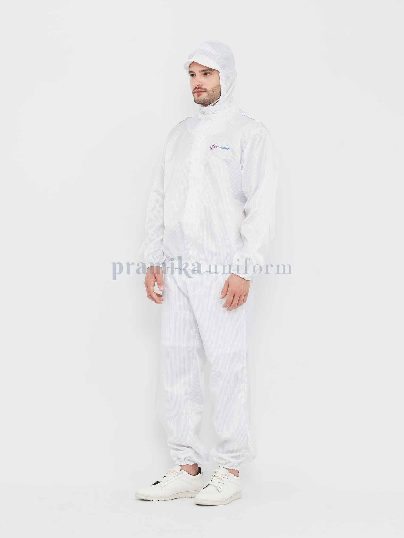 Wearpack setelan putih hoodie cleanroom