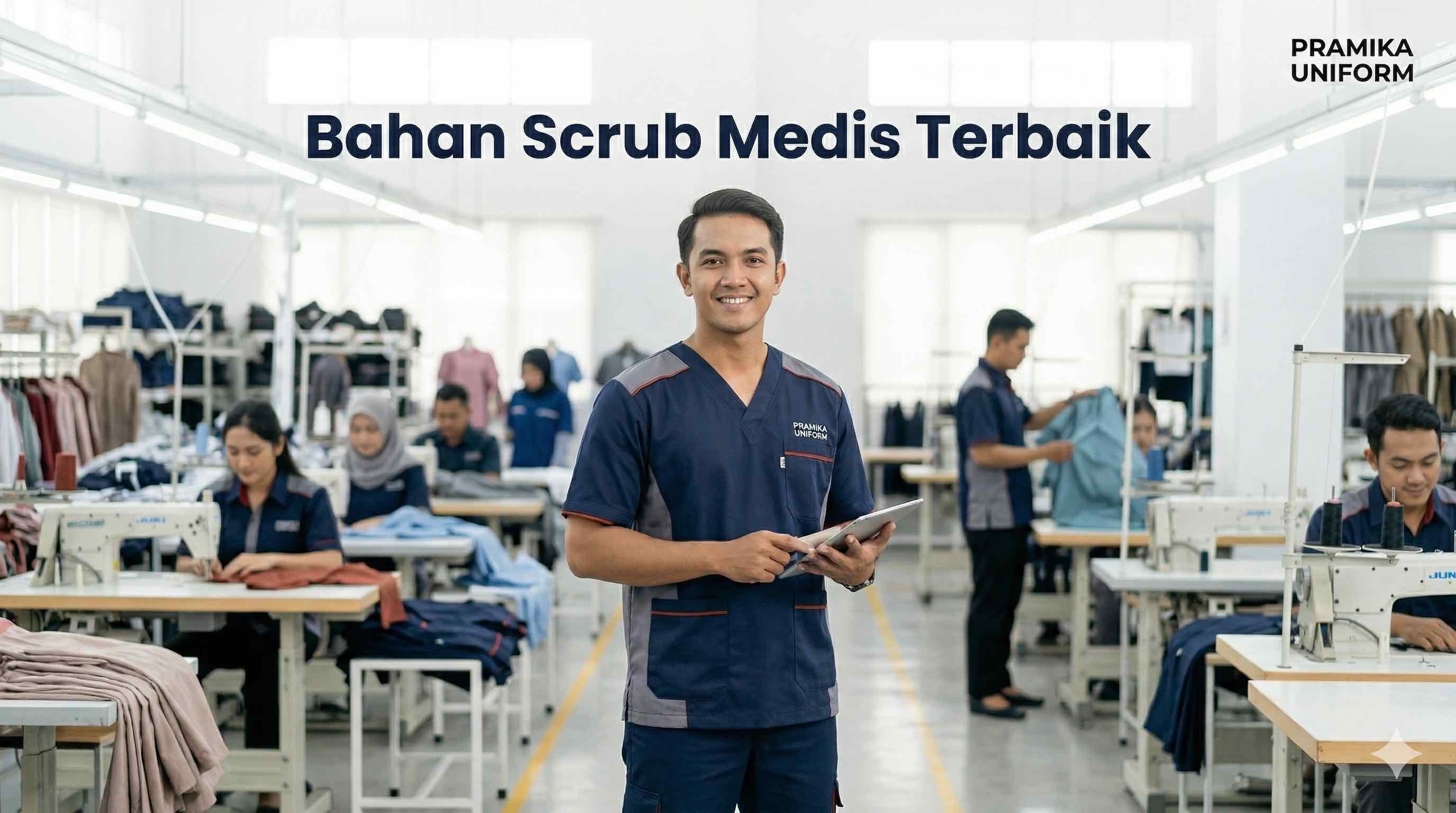 Banner artikel Pramika Uniform: Bahan Scrub Medis Terbaik: Nyaman, Higienis & Tahan Lama