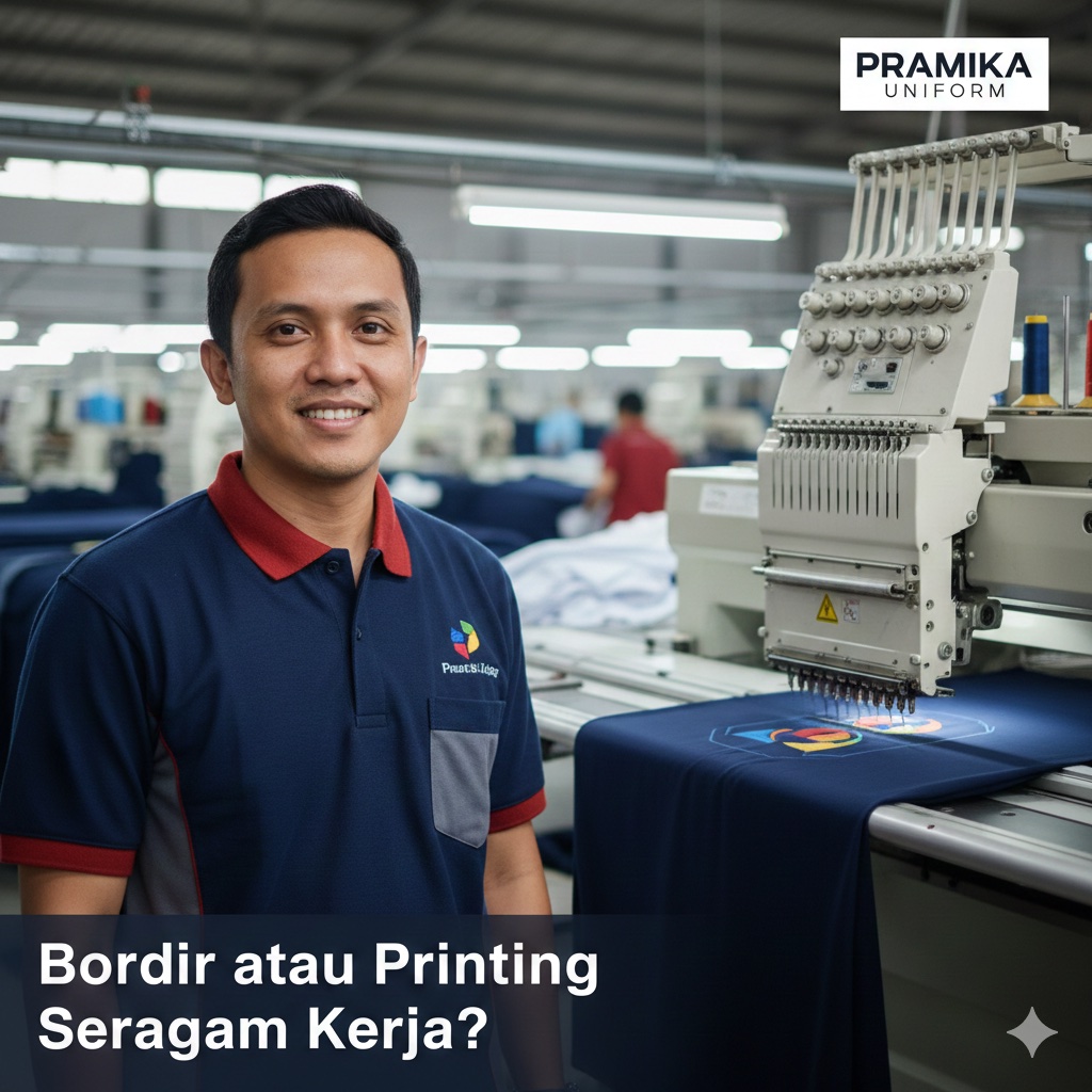 Banner artikel Pramika Uniform: Bordir atau Printing Seragam Kerja? Pilih yang Terbaik untuk Branding Anda