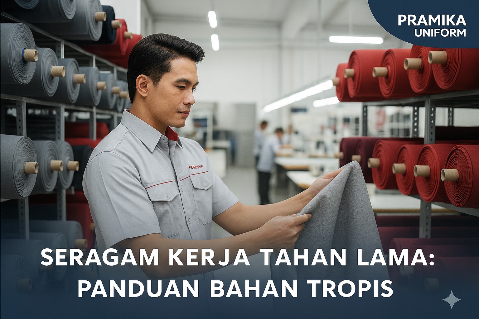 Banner artikel Pramika Uniform: Kriteria Memilih Bahan Seragam Kerja Tahan Lama yang Tepat untuk Iklim Tropis
