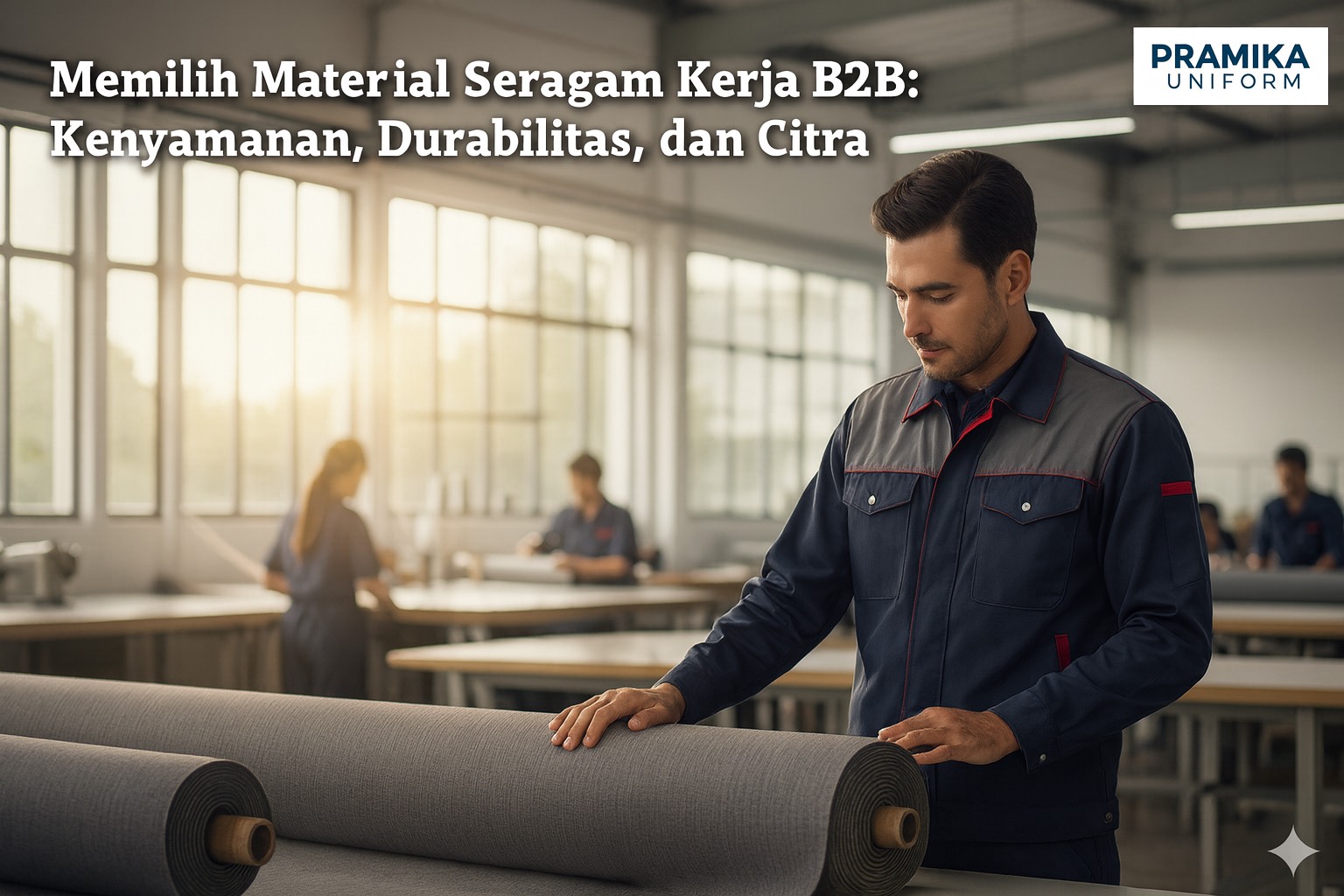 Banner artikel Pramika Uniform: Memilih Material Seragam Kerja B2B: Kenyamanan, Durabilitas, dan Citra