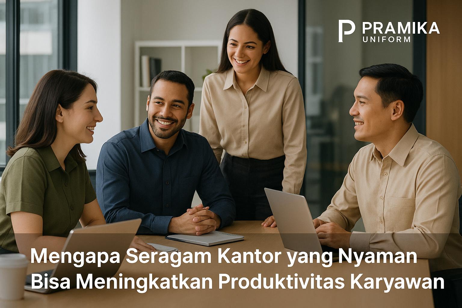Banner artikel Pramika Uniform: Mengapa Seragam Kantor yang Nyaman Bisa Meningkatkan Produktivitas Karyawan