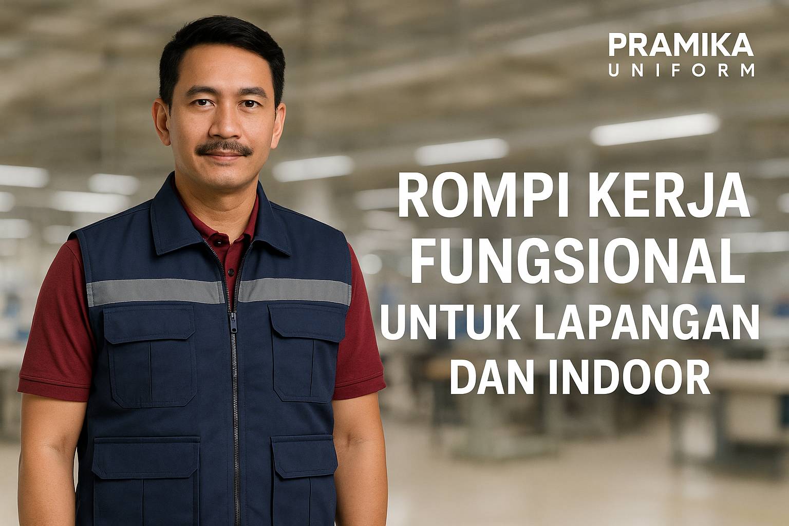 Banner artikel Pramika Uniform: Rompi Kerja Fungsional untuk Lapangan dan Indoor