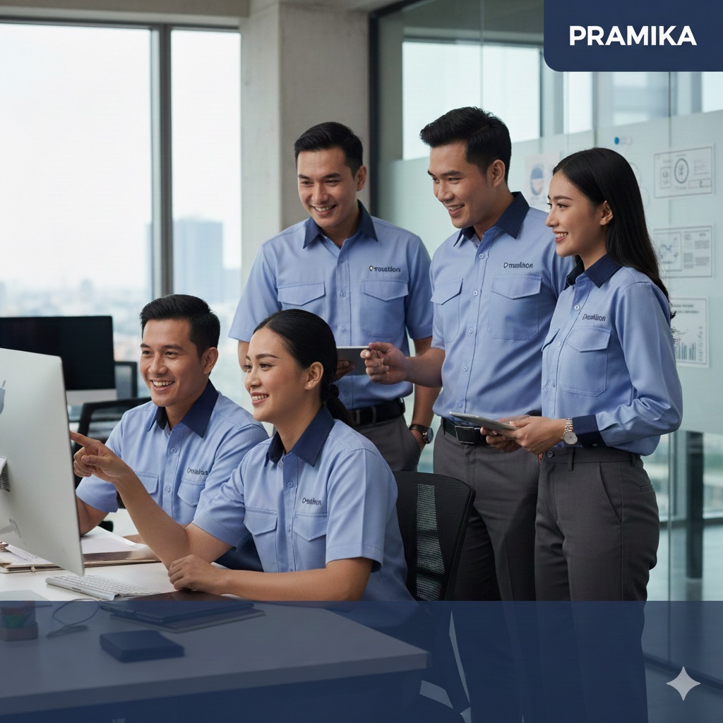 Banner artikel Pramika Uniform: Seragam Kerja Bukan Sekadar Pakaian, Ini Fungsinya untuk Bisnis