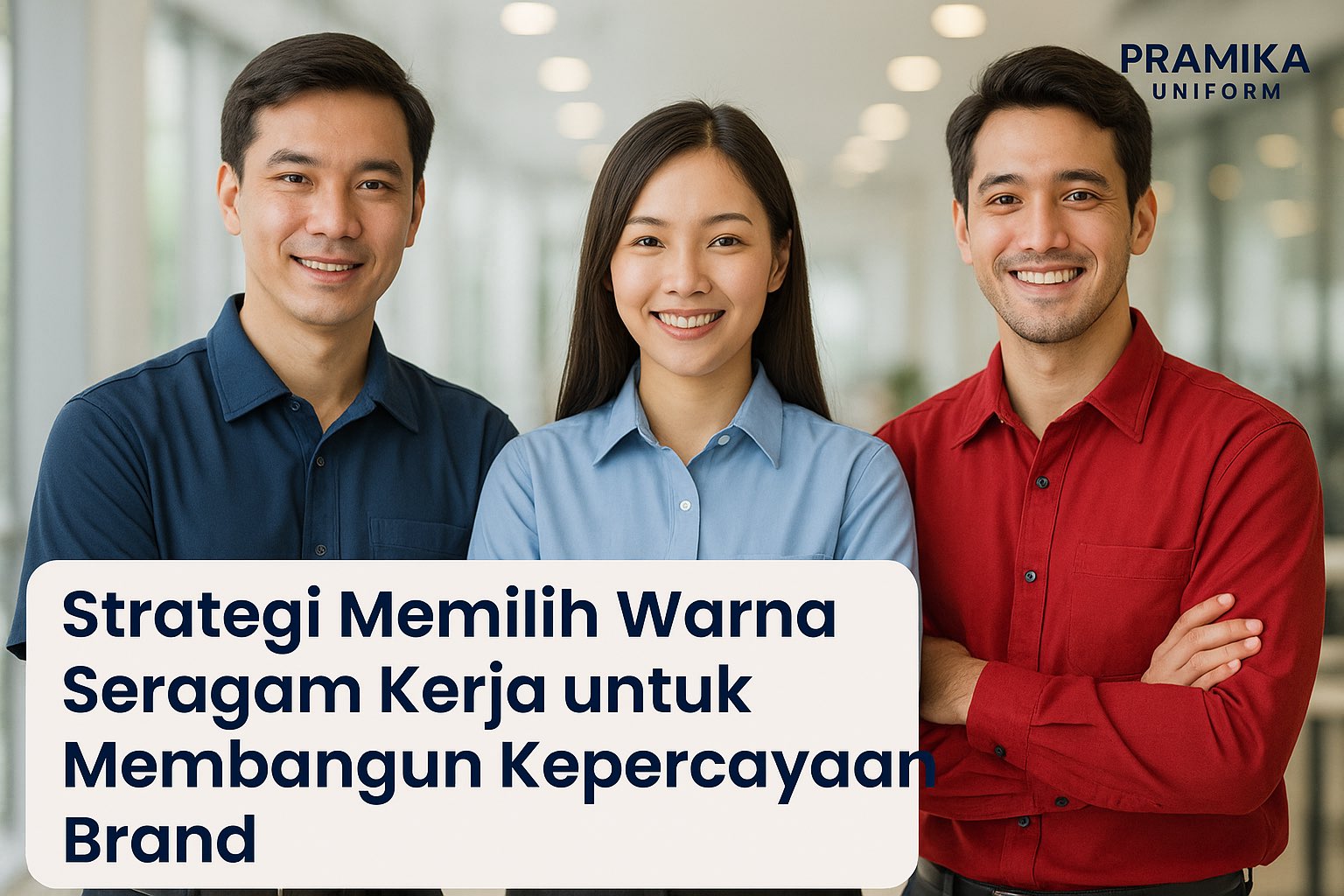 Banner artikel Pramika Uniform: Strategi Memilih Warna Seragam Kerja untuk Membangun Kepercayaan Brand